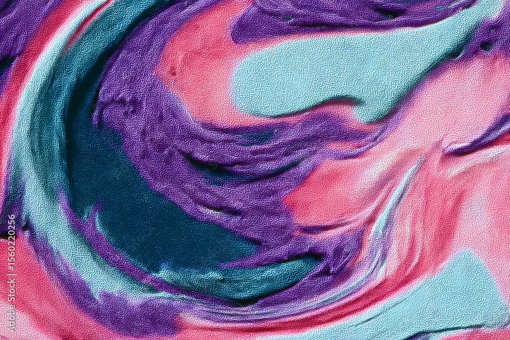 Poster red, blue, and purple abstract pattern with fluid shapes. the artwork features a dynamic composition