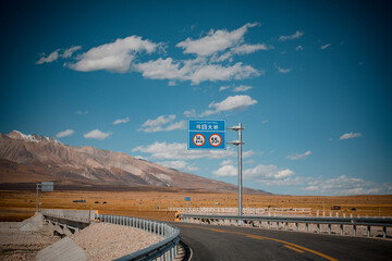 Qinghai-Tibet Highway in Nagqu, Tibet, China