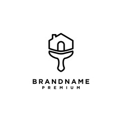 paint house brushes logo creative clever vector illustration