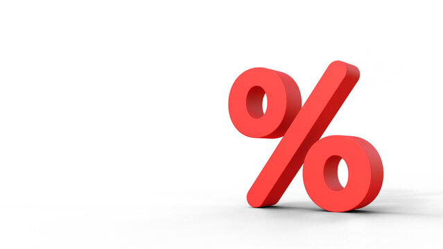 Seasonal sales background with percent discount symbol. Percentage sign on isolated background. Red percentage symbol on a isolated background.