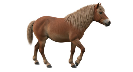 Isolated Brown Horse Walking, Animal Illustration