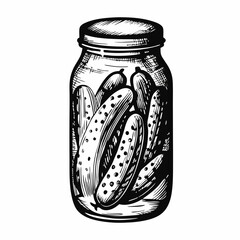 Glass Jar Filled with Pickled Cucumbers for Food Blogs, Recipe Websites, Healthy Eating Articles, Condiment Ideas, and Culinary Crafts  