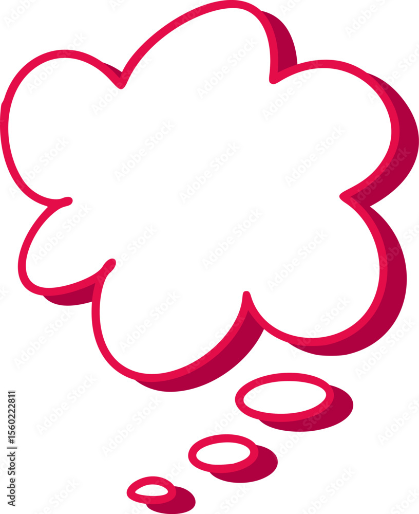 Poster speech bubble in vibrant red vector, displaying empty center, symbolizing communication and thought 