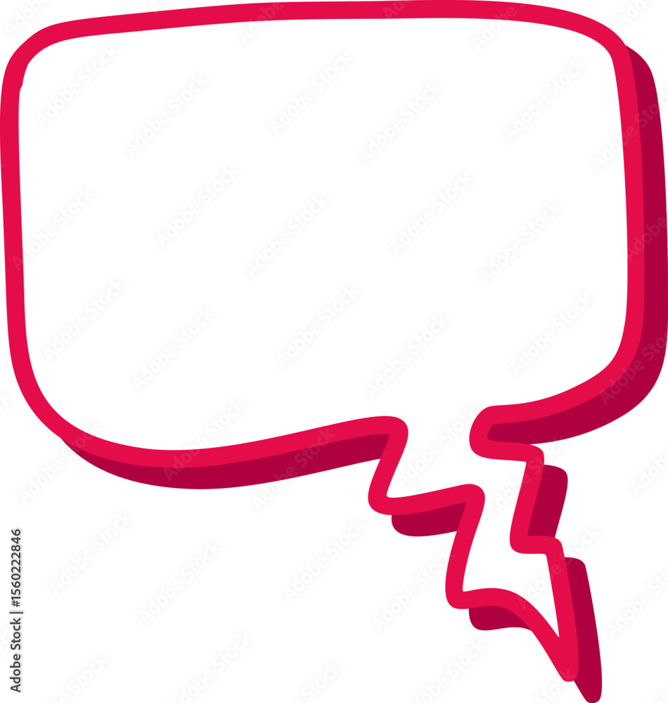Poster speech bubble center, vibrant red vector, displaying empty and symbolizing communication in thought 