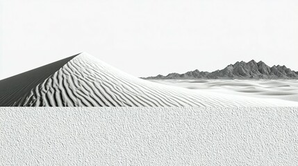 A monochrome desert landscape with a sand dune.