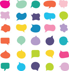 Colorful Speech Bubble Collection Flat Vector Icons Set