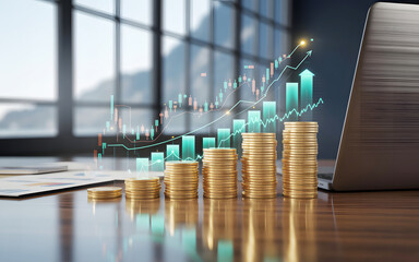 Digital Investment Success with Augmented Reality Finance Symbols