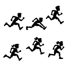 Exercise and wellness character Silhouettes .Diverse Poses for Animation and Design.Set of Black shadow human activity sign