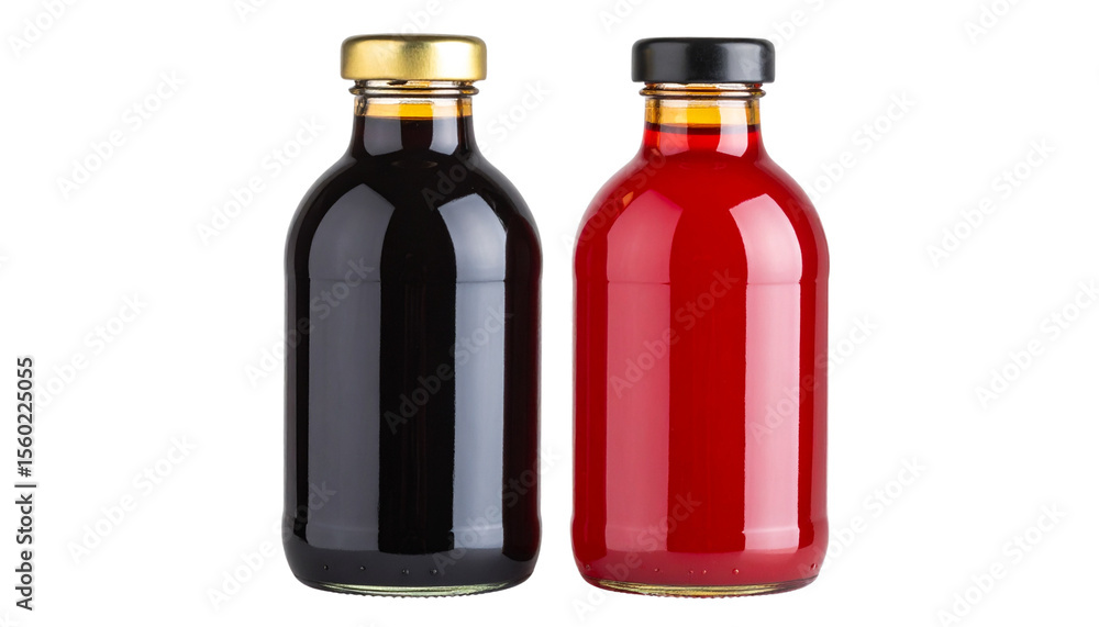 Poster a two different bottles next to each other with some space between png