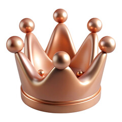 3 D rendered rose gold crown with smooth polished surface and spherical accents on a black background isolated on a transparent background