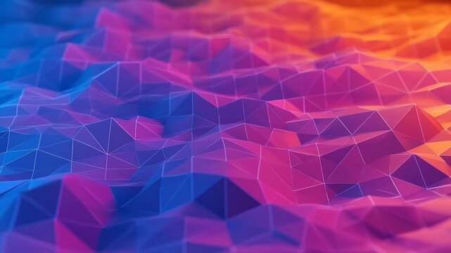 Abstract Low Poly Terrain Animation with Blue, Pink, and Orange Gradient
