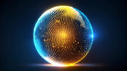 The globe, an illuminated fingerprint, representing data security and global connectivity. An image that shows the interconnectedness of information and security. - Powered by Adobe