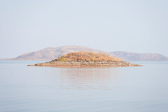 Island and shoreline at Lake Argyle