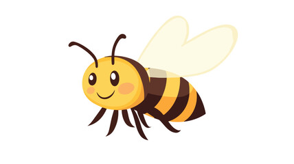 Funny Honey Bee Flies with Cute Honeybee Smiling Vector Illustration