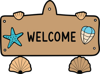 Seashell Welcome Sign Coastal Charm and Beachy Vibes