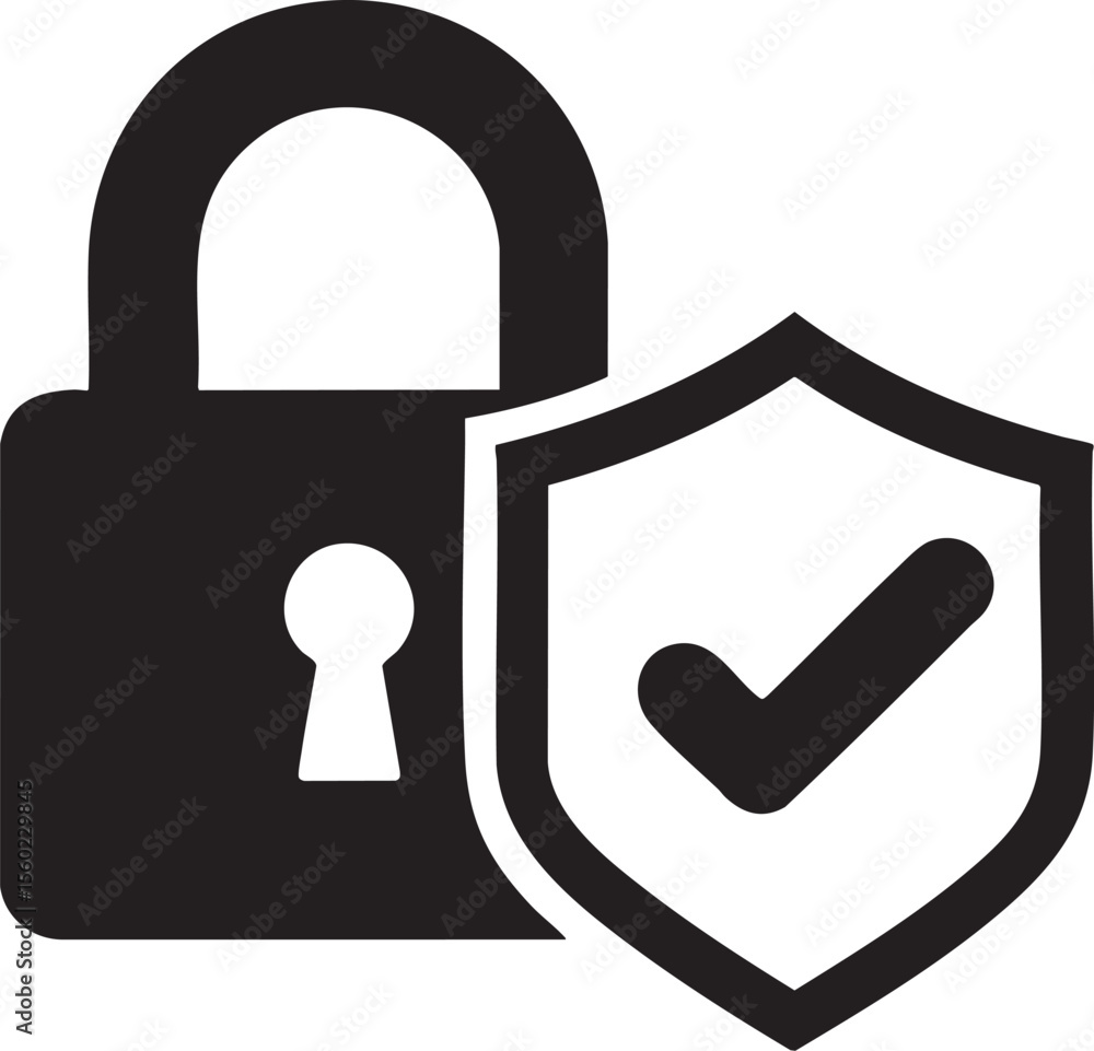 Aufkleber security shield lock icon a vector graphic representing data protection and cyber safety on a transp