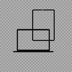 Laptop and Tablet Outline Icon – Minimal Device Mockup on Transparent Background

