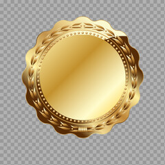 Elegant Gold Seal with Embossed Edges – Isolated on Transparent Background


