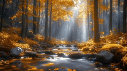 autumn forest in the morning