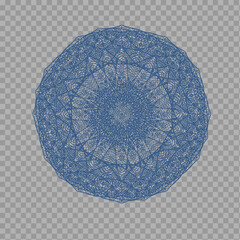 Intricate Blue Geometric Mandala Pattern on Transparent Background

