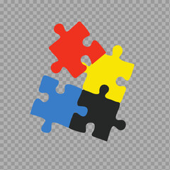 Colorful Jigsaw Puzzle Pieces Isolated on Transparent Background


