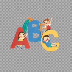 Kids Playing with ABC Letters – Educational Alphabet Illustration

