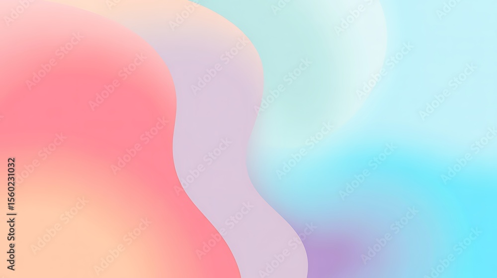 Poster soft pastel gradient waves with smooth blending and subtle curves