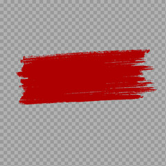 Red Paint Brush Stroke Isolated on Transparent Background – Vector Grunge Design

