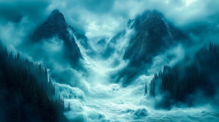 Fantasy Scenery Surreal Landscape Nature Waterfalls