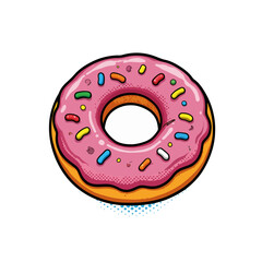 Donut with icing, complete with vibrant sprinkles and a classic circular shape, presents sweet indulgence. Donut with icing is a simple yet delightful treat,