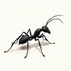 black ant on white background
