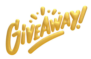 Giveaway golden 3D balloon typography
