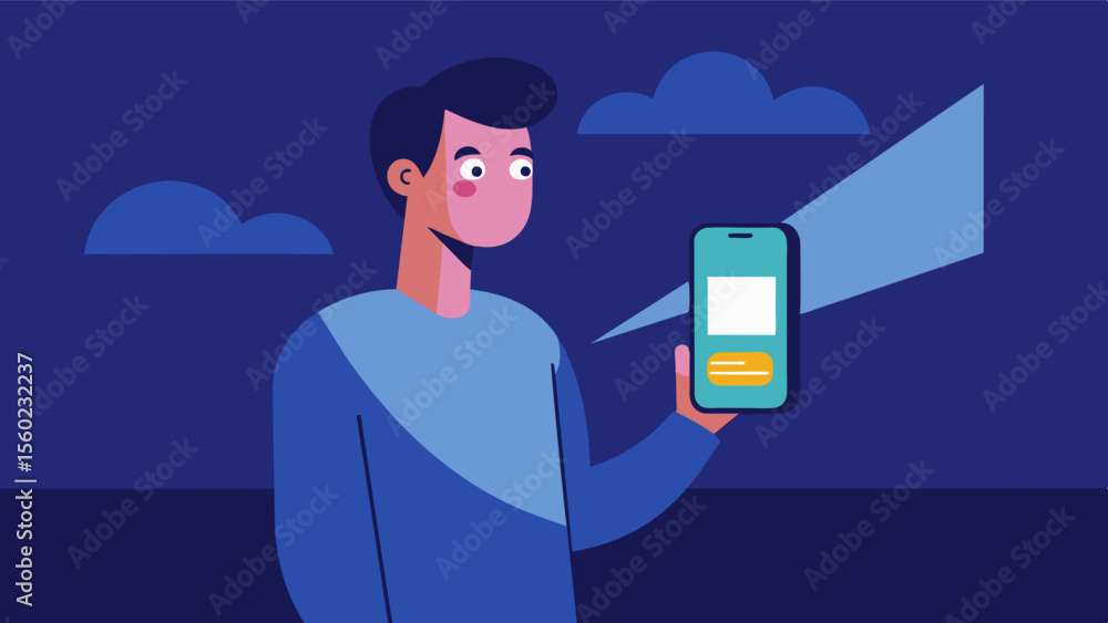 Aufkleber a person holding a smartphone with a light therapy app open gazing at the screen with a relaxed and 