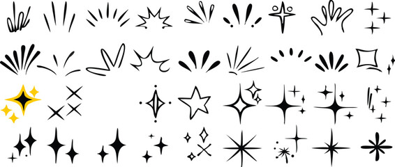 Floral and Plant Silhouette Pattern with Abstract Nature Elements