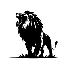 Royal heraldic lions. Black silhouette of rampant lion and griffins for logo or coat of arms. Premium wild animal crest symbols.	