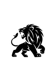 Royal heraldic lions. Black silhouette of rampant lion and griffins for logo or coat of arms. Premium wild animal crest symbols.	