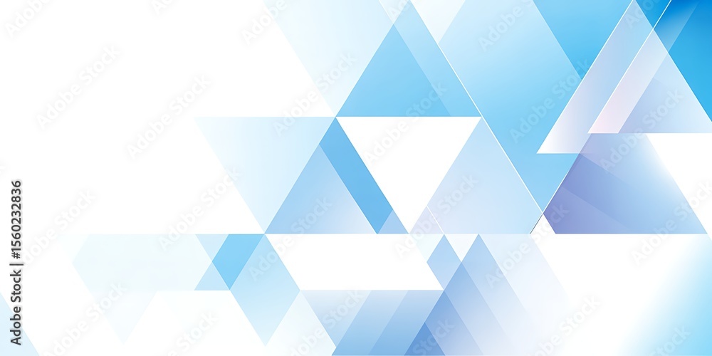 Poster abstract geometric background with overlapping translucent blue and white triangles