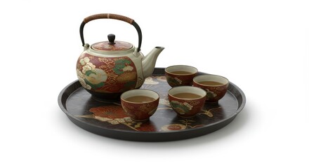 Elegant Tea Set on a Tray: A Still Life Photography