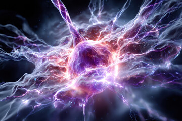 Vibrant cosmic explosion showcasing energy and matter interaction in space