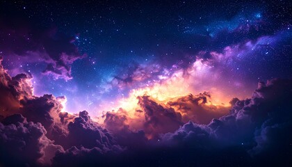 Fototapeta premium Luminous Nebula with Vibrant Cosmic Clouds and Stars