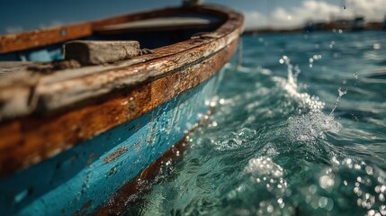 White yacht edge reflecting over deep blue water