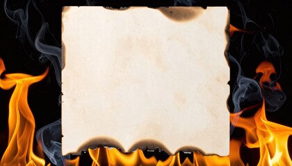 burning paper on a black background