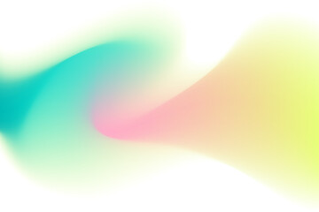 Pink, mint aquamarine color blurry wave form, iridescent smooth gradient neon brush stroke isolated motion water element, transparent background. Dream glow abstract watercolor shape.