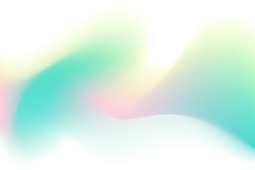 Pink, mint aquamarine color blurry wave form, iridescent smooth gradient neon brush stroke isolated motion water element, transparent background. Dream glow abstract watercolor shape.