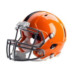 Fototapeta premium Orange football helmet close up shot for sports equipment and protective gear for american football team