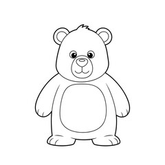 Fototapeta premium An adorable teddy bear standing, drawn in a simple outline style. Perfect for children's coloring pages, nursery decorations, and toy-themed graphic designs.