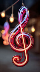 Radiant treble clef neon music notation