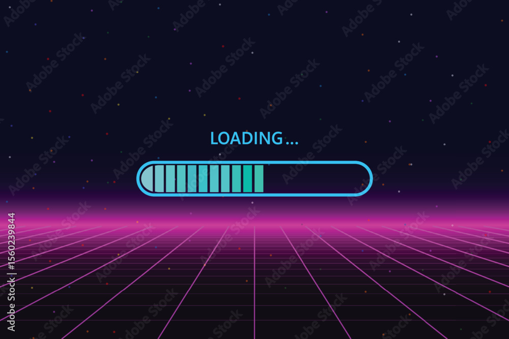 Poster loading bar. pixel art .8 bit. retro game. for game assets in vector illustrations. retro futurism s