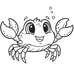 Adorable Cartoon Crab Coloring Page Fun Ocean Animal Illustration
