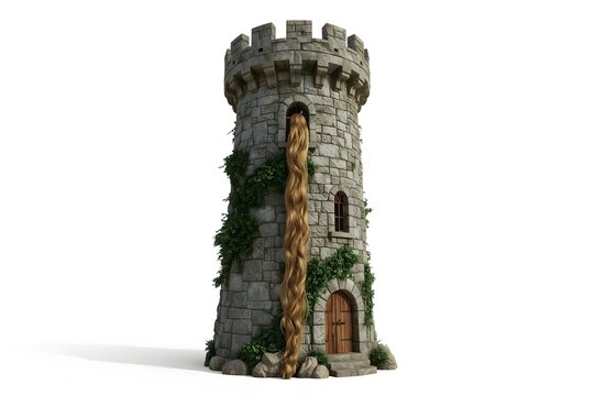 Fairytale tower escape; long hair, ivy, fantasy